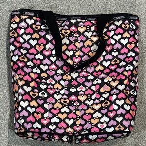 Lesportsac Heart Pattern Shoulder Tote Bag Foldable Travel Durable Purse